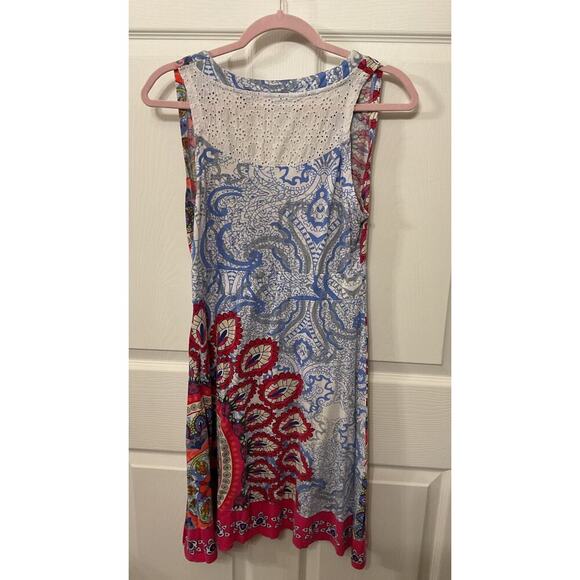 Desigual Boho A-Line Sequin Colorful Eyelet Detail Tank Dress,M - Picture 6 of 7
